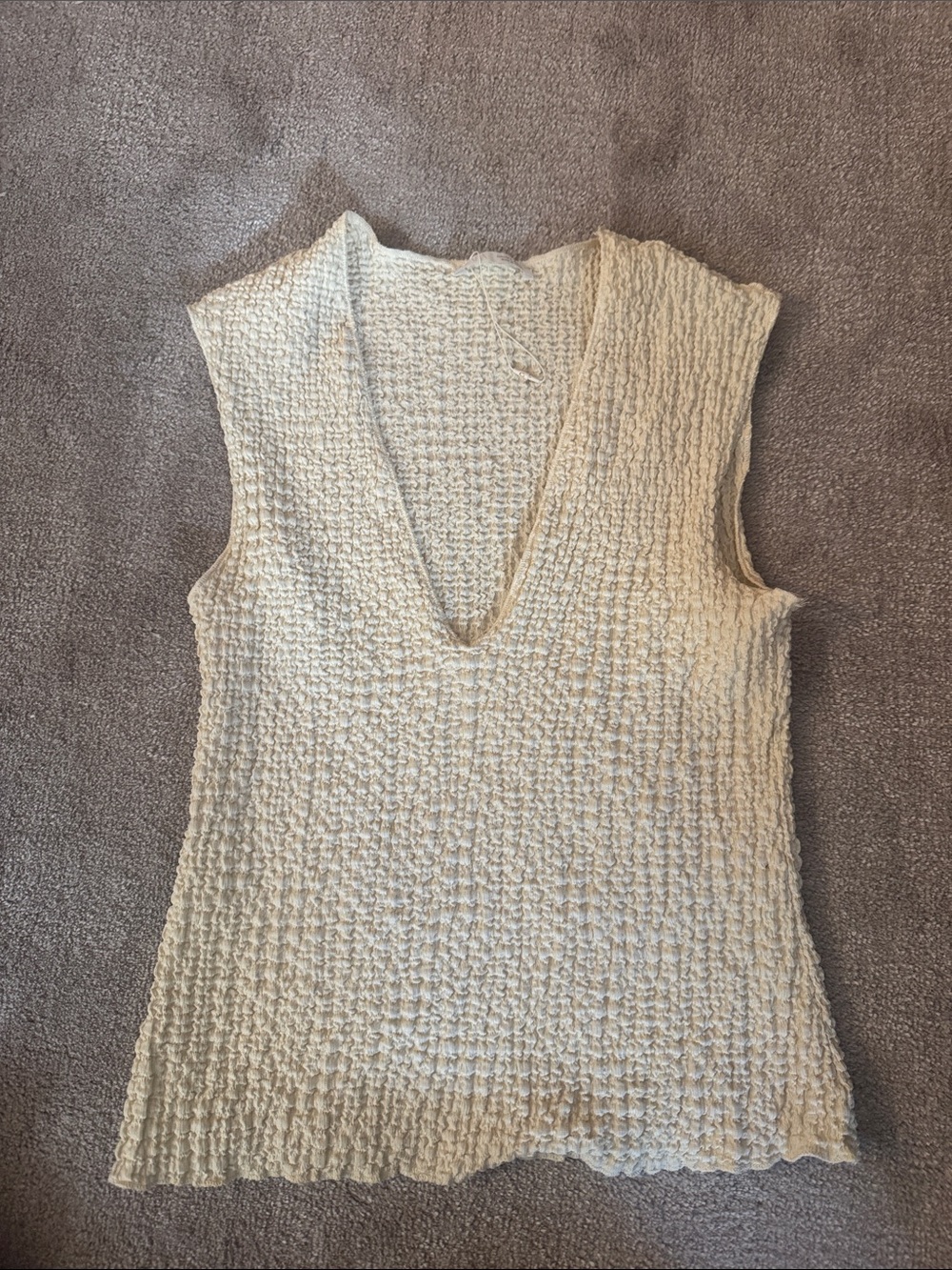 Zara V-Neck Knit Top - Cream/yellow